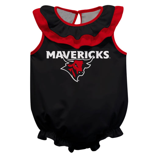 Omaha Mavericks Black Sleeveless Ruffle Onesie Logo Bodysuit by Vive La Fete