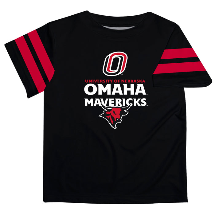 Omaha Mavericks Vive La Fete Boys Game Day Black Short Sleeve Tee with Stripes on Sleeves - Vive La Fête - Online Apparel Store