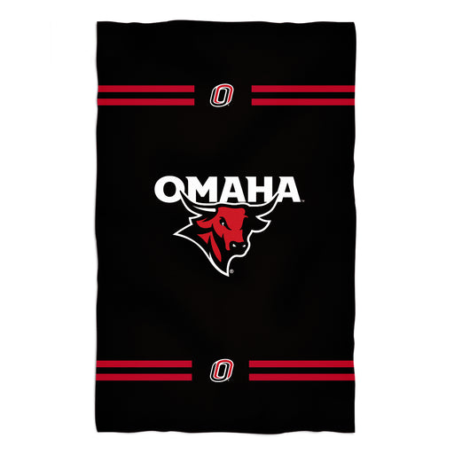 Omaha Mavericks Vive La Fete Game Day Absorvent Premium Black Beach Bath Towel 51 x 32" Logo and Stripes" - Vive La Fête - Online Apparel Store