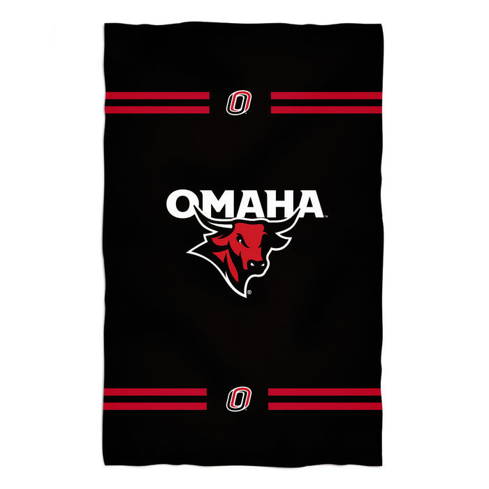 Omaha Mavericks Vive La Fete Game Day Absorvent Premium Black Beach Bath Towel 51 x 32" Logo and Stripes" - Vive La Fête - Online Apparel Store