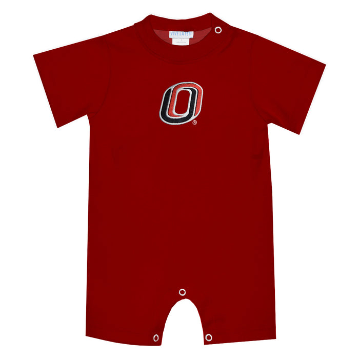Omaha Mavericks Embroidered Red Knit Short Sleeve Boys Romper