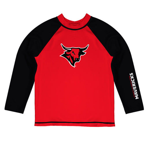 Omaha Mavericks Vive La Fete Logo Red Black Long Sleeve Raglan Rashguard