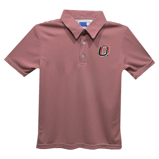 Omaha Mavericks Embroidered Red Stripes Short Sleeve Polo Box Shirt