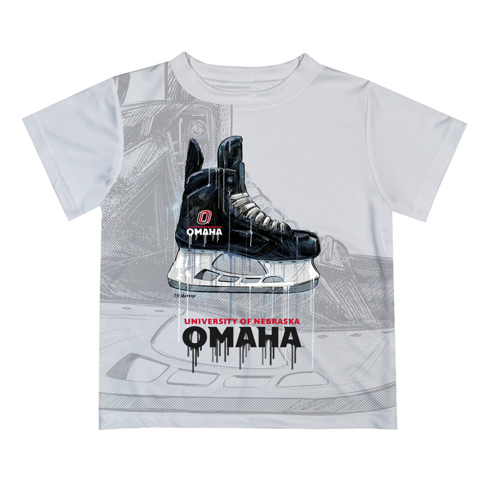Omaha Mavericks Original Dripping Hockey White T-Shirt by Vive La Fete