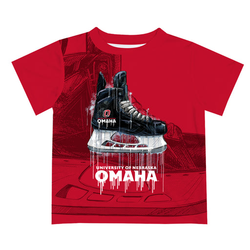 Omaha Mavericks Original Dripping Hockey Red T-Shirt by Vive La Fete