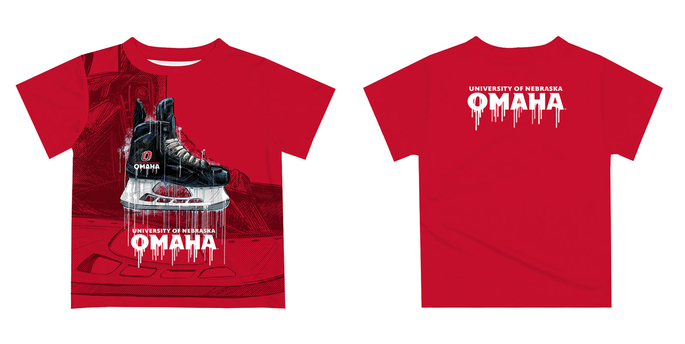 Omaha Mavericks Original Dripping Hockey Red T-Shirt by Vive La Fete - Vive La Fête - Online Apparel Store