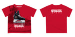 Omaha Mavericks Original Dripping Hockey Red T-Shirt by Vive La Fete - Vive La Fête - Online Apparel Store