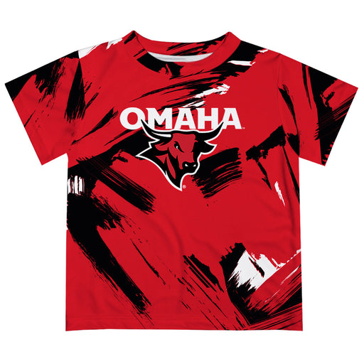 Omaha Mavericks Vive La Fete Boys Game Day Red Short Sleeve Tee Paint Brush