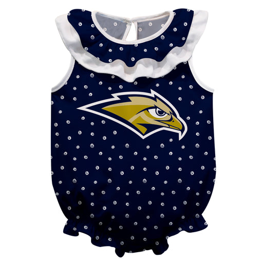 Oral Roberts University Golden Eagles Swirls Navy Sleeveless Ruffle Onesie Logo Bodysuit