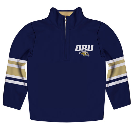 Oral Roberts University Golden Eagles Vive La Fete Game Day Navy Quarter Zip Pullover Stripes on Sleeves