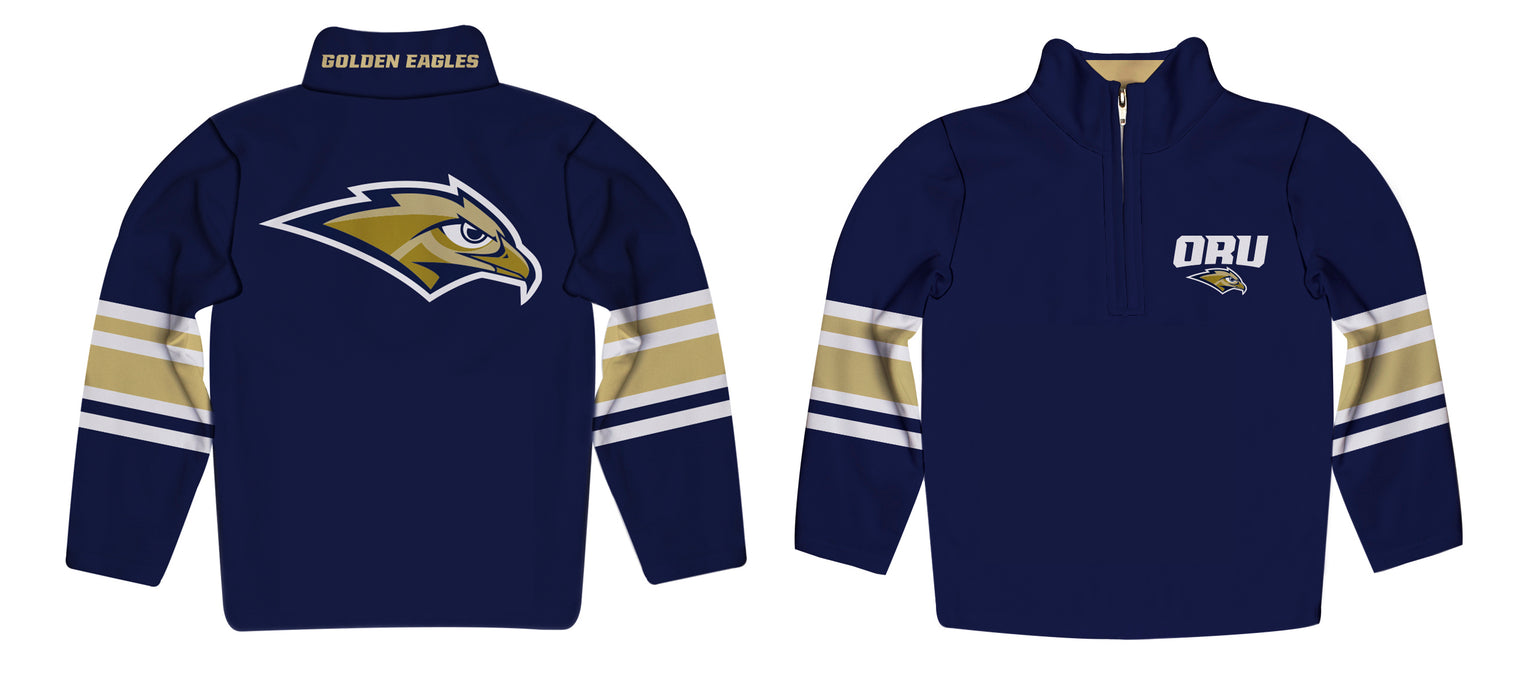 Oral Roberts University Golden Eagles Vive La Fete Game Day Navy Quarter Zip Pullover Stripes on Sleeves - Vive La Fête - Online Apparel Store
