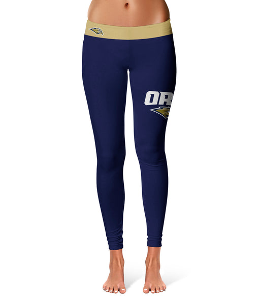 Oral Roberts Golden Eagles Vive La Fete Game Day Collegiate Logo on Thigh Navy Women Yoga Leggings 2.5 Waist Tights