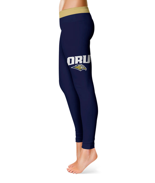 Oral Roberts Golden Eagles Vive La Fete Game Day Collegiate Logo on Thigh Navy Women Yoga Leggings 2.5 Waist Tights - Vive La Fête - Online Apparel Store