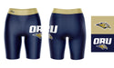 Oral Roberts Golden Eagles Vive La Fete Game Day Logo on Thigh and Waistband Navy and Gold Women Bike Short 9 Inseam - Vive La Fête - Online Apparel Store