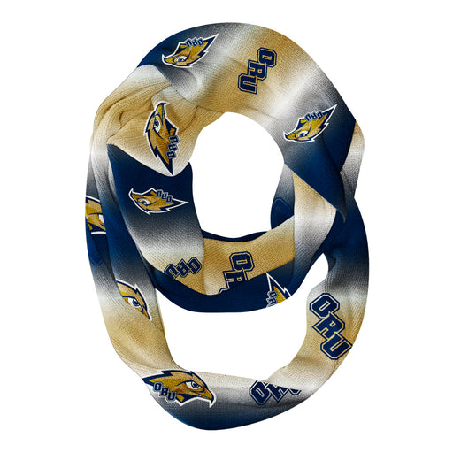 Oral Roberts Golden Eagles Vive La Fete All Over Logo Game Day Collegiate Women Ultra Soft Knit Infinity Scarf
