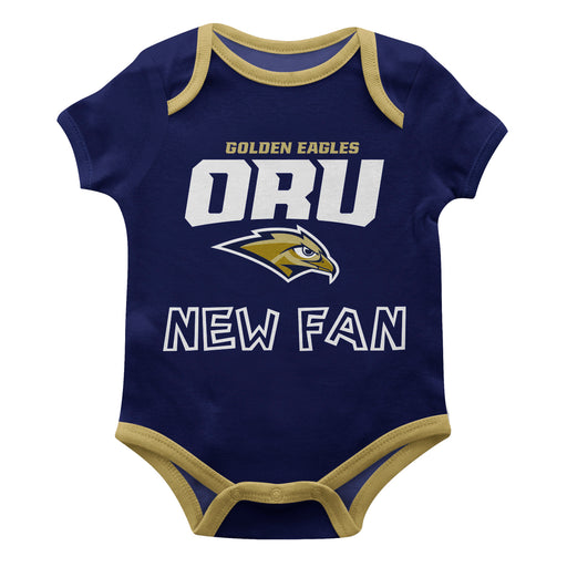 Oral Roberts Golden Eagles Vive La Fete Infant Navy Short Sleeve Onesie New Fan Logo and Mascot Bodysuit