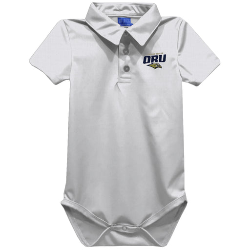 Oral Roberts University Golden Eagles Embroidered White Solid Knit Polo Onesie