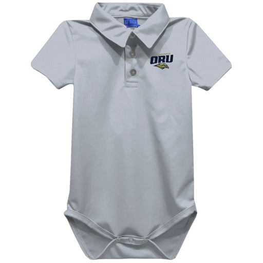 Oral Roberts University Golden Eagles Embroidered Gray Solid Knit Polo Onesie