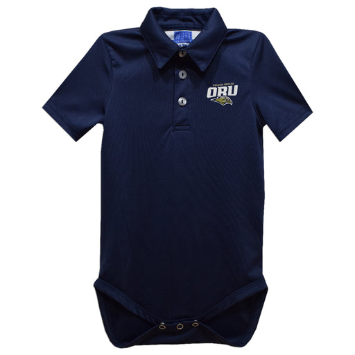 Oral Roberts University Golden Eagles Embroidered Navy Solid Knit Polo Onesie