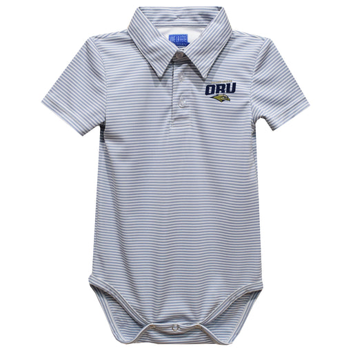 Oral Roberts University Golden Eagles Embroidered Gray Stripe Knit Polo Onesie