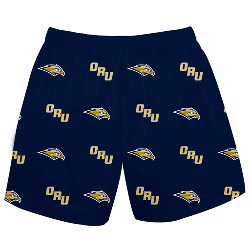 Oral Roberts Golden Eagles Vive La Fete Boys Game Day All Over Logo Elastic Waist Classic Play Navy Pull On Short