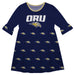 Oral Roberts Golden Eagles Vive La Fete Girls Game Day 3/4 Sleeve Solid Navy All Over Logo on Skirt