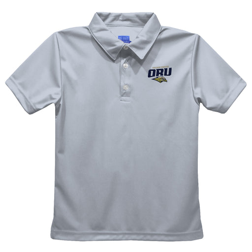 Oral Roberts University Golden Eagles Embroidered Gray Short Sleeve Polo Box Shirt