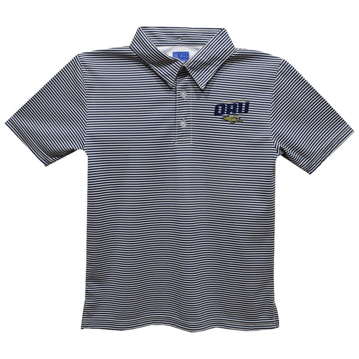 Oral Roberts University Golden Eagles Embroidered Navy Stripes Short Sleeve Polo Box Shirt