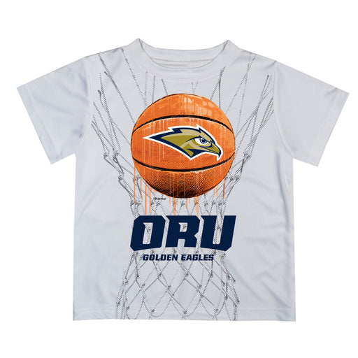Oral Roberts University Golden Eagles Dripping Ball White T-Shirt by Vive La Fete