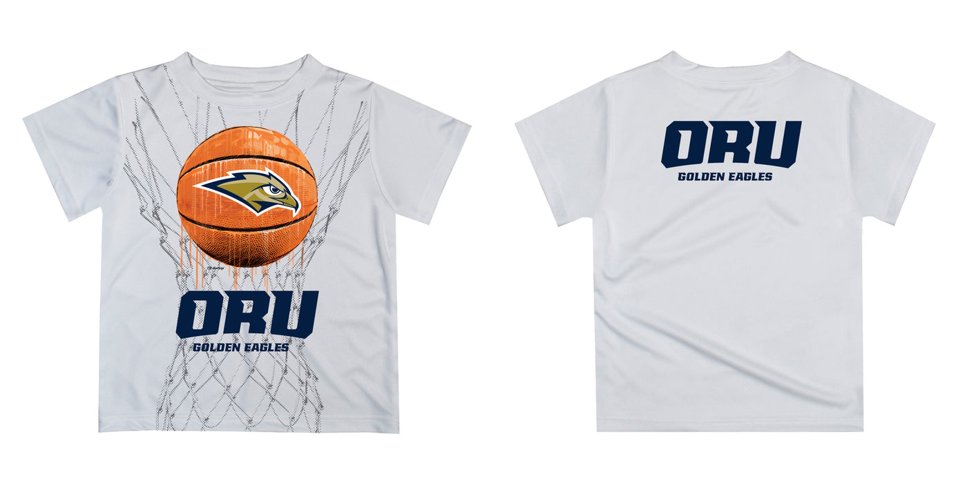 Oral Roberts University Golden Eagles Dripping Basketball White T-Shirt by Vive La Fete - Vive La Fête - Online Apparel Store