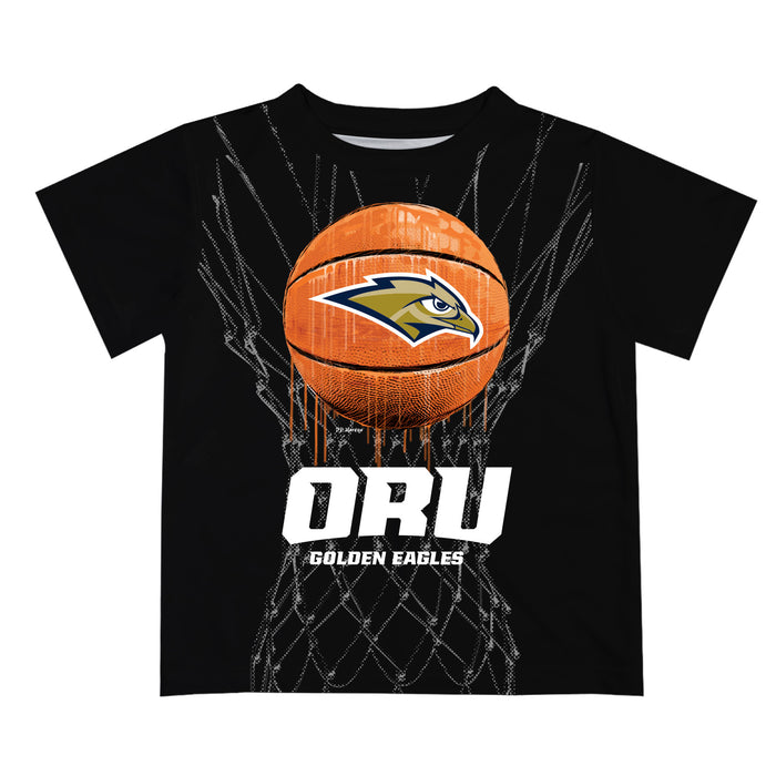 Oral Roberts University Golden Eagles Dripping Ball Black T-Shirt by Vive La Fete