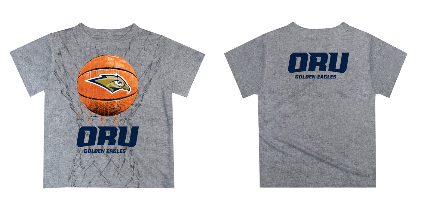 Oral Roberts University Golden Eagles Dripping Basketball Navy T-Shirt by Vive La Fete - Vive La Fête - Online Apparel Store