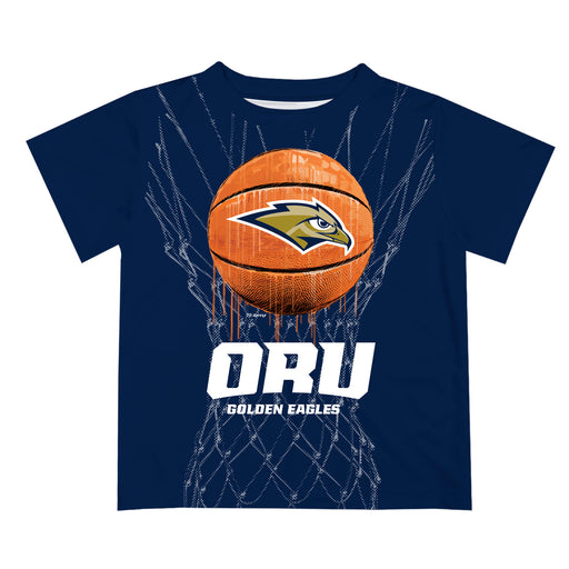 Oral Roberts University Golden Eagles Dripping Ball Navy T-Shirt by Vive La Fete