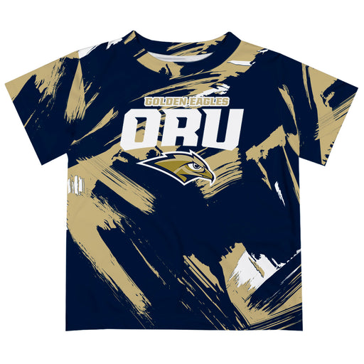 Oral Roberts University Golden Eagles Vive La Fete Boys Game Day Navy Short Sleeve Tee Paint Brush