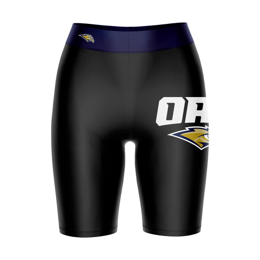 Oral Roberts Golden Eagles Vive La Fete Game Day Logo on Thigh and Waistband Black and Navy Women Bike Short 9 Inseam