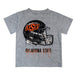Oklahoma State Cowboys Original Dripping Football Helmet Heather Gray T-Shirt by Vive La Fete