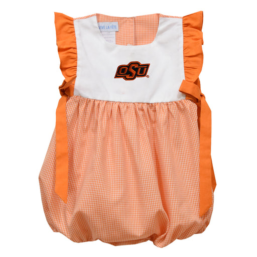 Oklahoma State Cowboys Embroidery Orange Gingham Girls Bubble