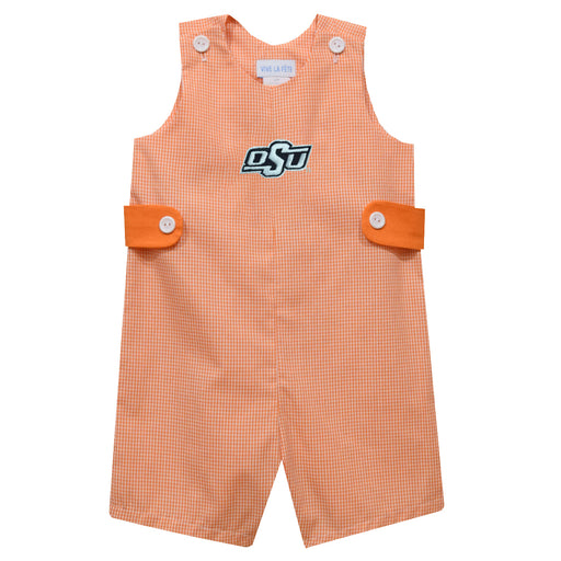 Oklahoma State Embroidered Orange Gingham Jon Jon