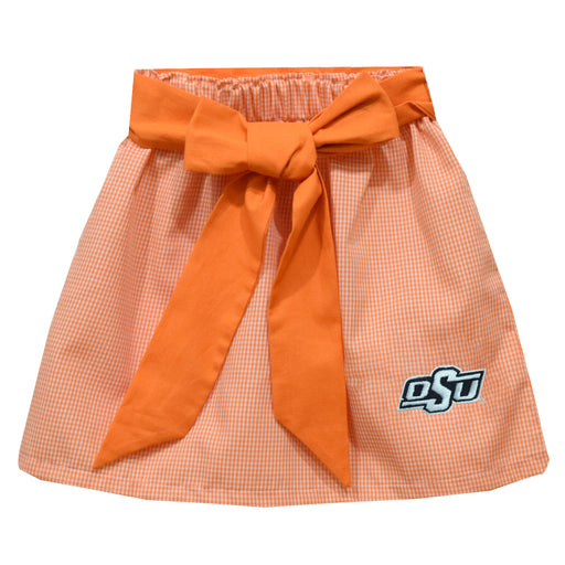 Oklahoma State Embroidered Orange Gingham Skirt With Sash