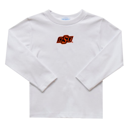 Oklahoma State Cowboys Embroidered White Knit Long Sleeve Boys Tee Shirt
