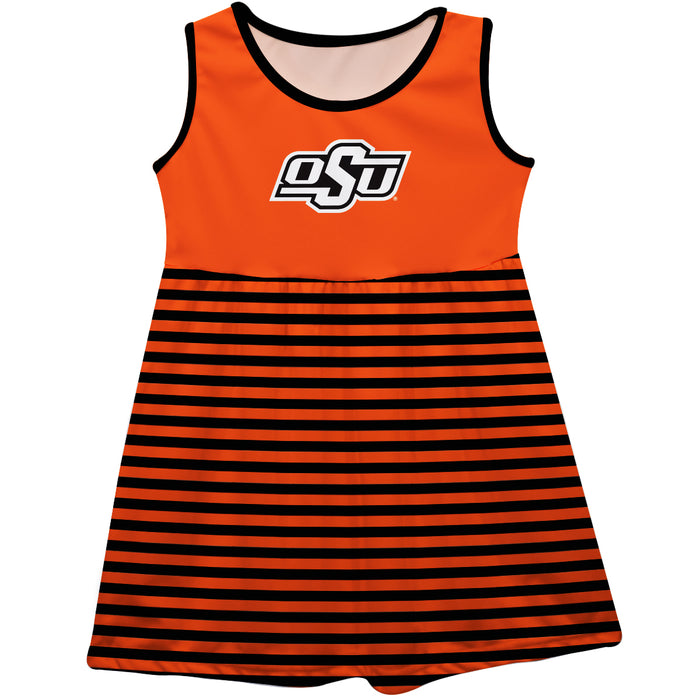 OSU Cowboys Orange and Black Sleeveless Tank Dress with Stripes on Skirt by Vive La Fete