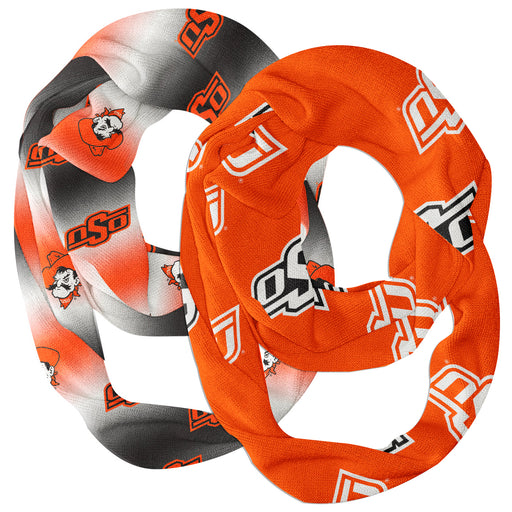 OSU Cowboys Vive La Fete All Over Logo Game Day Collegiate Women Set of 2 Light Weight Ultra Soft Infinity Scarfs