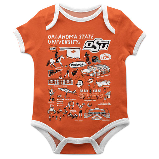 OSU Cowboys Hand Sketched Vive La Fete Impressions Artwork Infant Orange Short Sleeve Onesie Bodysuit