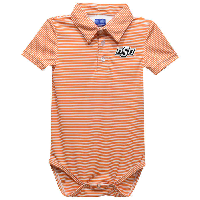 Oklahoma State Cowboys Embroidered Orange Stripe Knit Polo Onesie