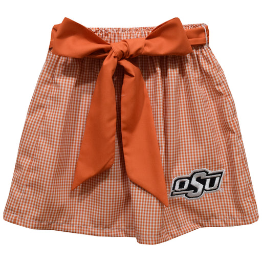 OSU Cowboys Embroidered Orange Gingham Skirt with Sash