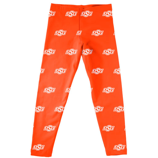 OSU Cowboys Vive La Fete Girls Game Day All Over Logo Elastic Waist Classic Play Orange Leggings Tights