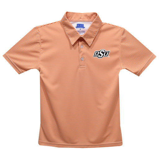 Oklahoma State Cowboys Embroidered Orange Stripes Short Sleeve Polo Box Shirt