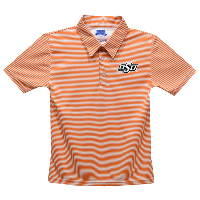 Oklahoma State Cowboys Embroidered Orange Stripes Short Sleeve Polo Box Shirt