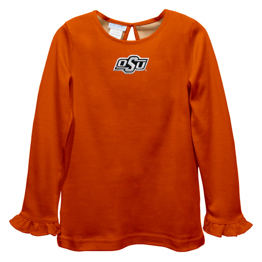 OSU Cowboys Embroidered Orange Knit Long Sleeve Girls Blouse