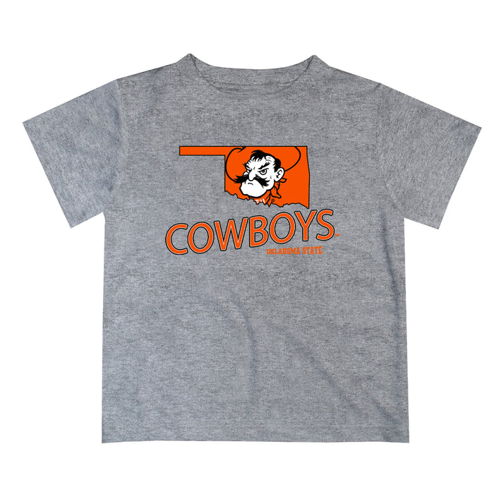 OSU Cowboys Vive La Fete State Map Heather Gray Short Sleeve Tee Shirt